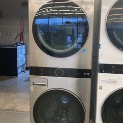 27 in. Graphite Steel WashTower Laundry Center with 4.5 cu. ft. Front Load Washer and 7.4 cu. ft. Electric Dryer