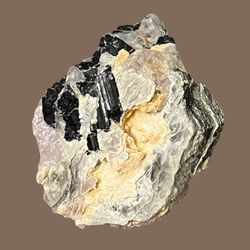 Black Tourmaline With Mica And Quartz. Crystals Gemstones Rocks Minerals