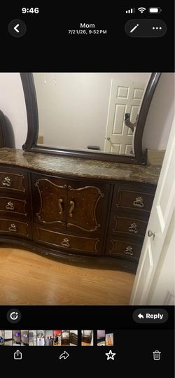Queen bed room set and mirror