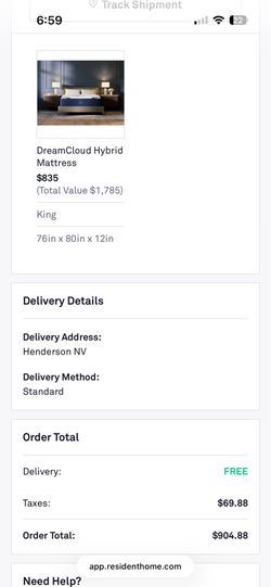 Dreamcloud hybrid mattress- king size