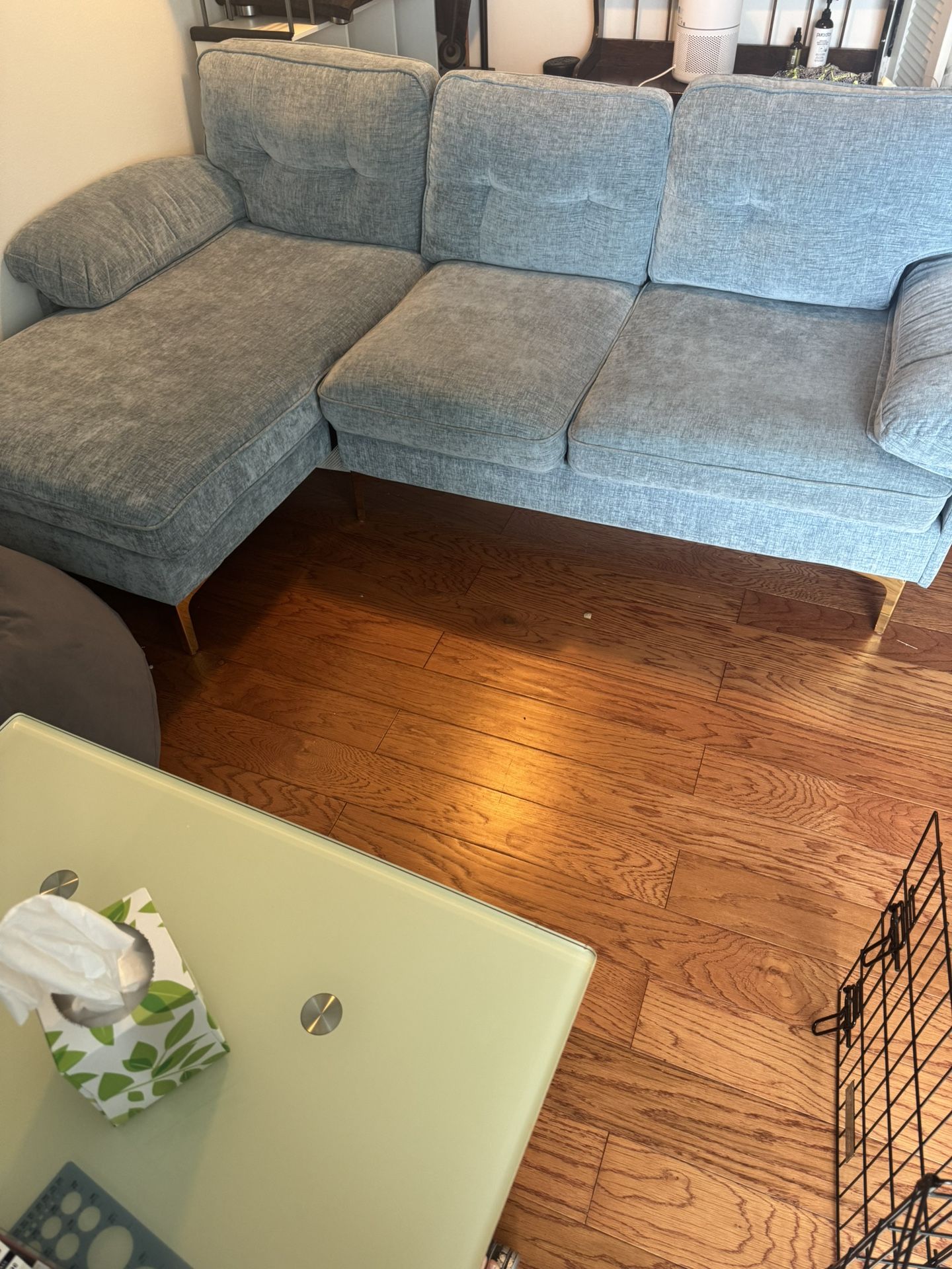Chenille couch sofa loveseat with chaise (82")