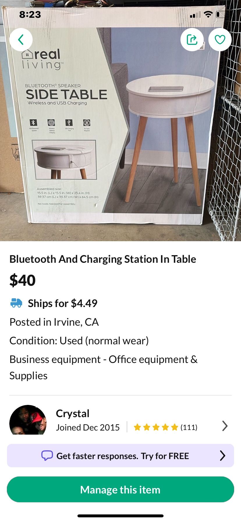 Bluetooth speaker charger in table brand new