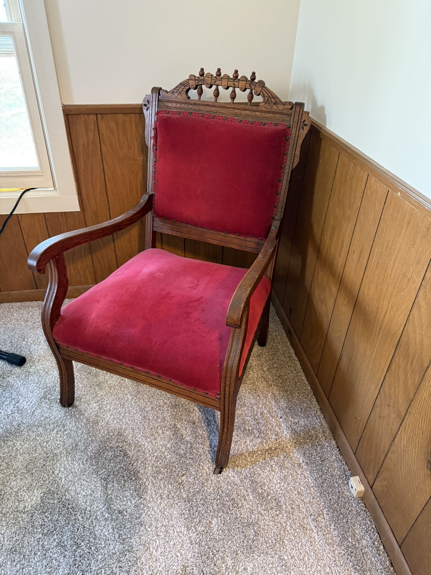 Antique Red Velvet Chair