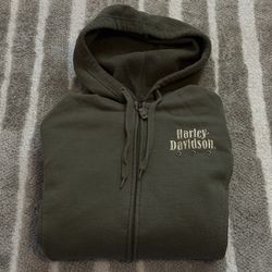 Harley-Davidson Green Fleece Full Zip Hoodie Men’s XL