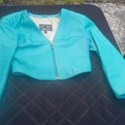 Tanner West M TORQOUST GREEN LEATHER JACKET med
