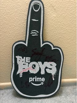 Wearable signed foam middle finger from The Boys tv show!