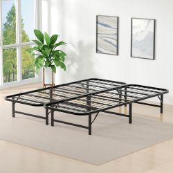 Two-piece black foldable bed frames