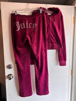 Juicy Couture Velour Tracksuit Burgundy S/M