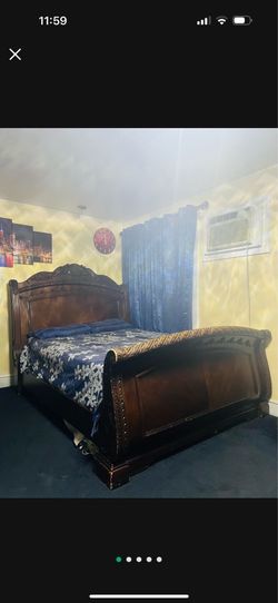 Queen bed  come with night stand top marble