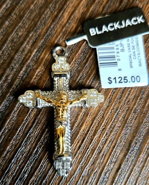 NEW! SILVER AND GOLD (JESUS) CROSS
2.25"long