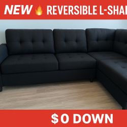 New Clearance Sale ⭐️ Beautiful New Modern L-Shape Sectional Sofa ⭐️ Finance With $0 Down ⭐️ Shop Now Pay Later 