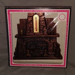 Vintage NOS Miller Wall Plaque Chalkware Fireplace Thermometer