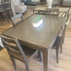 5 PC Solid Wood  Greyish Brown Dining Set  with 4 Chairs (Brand New In A Box)