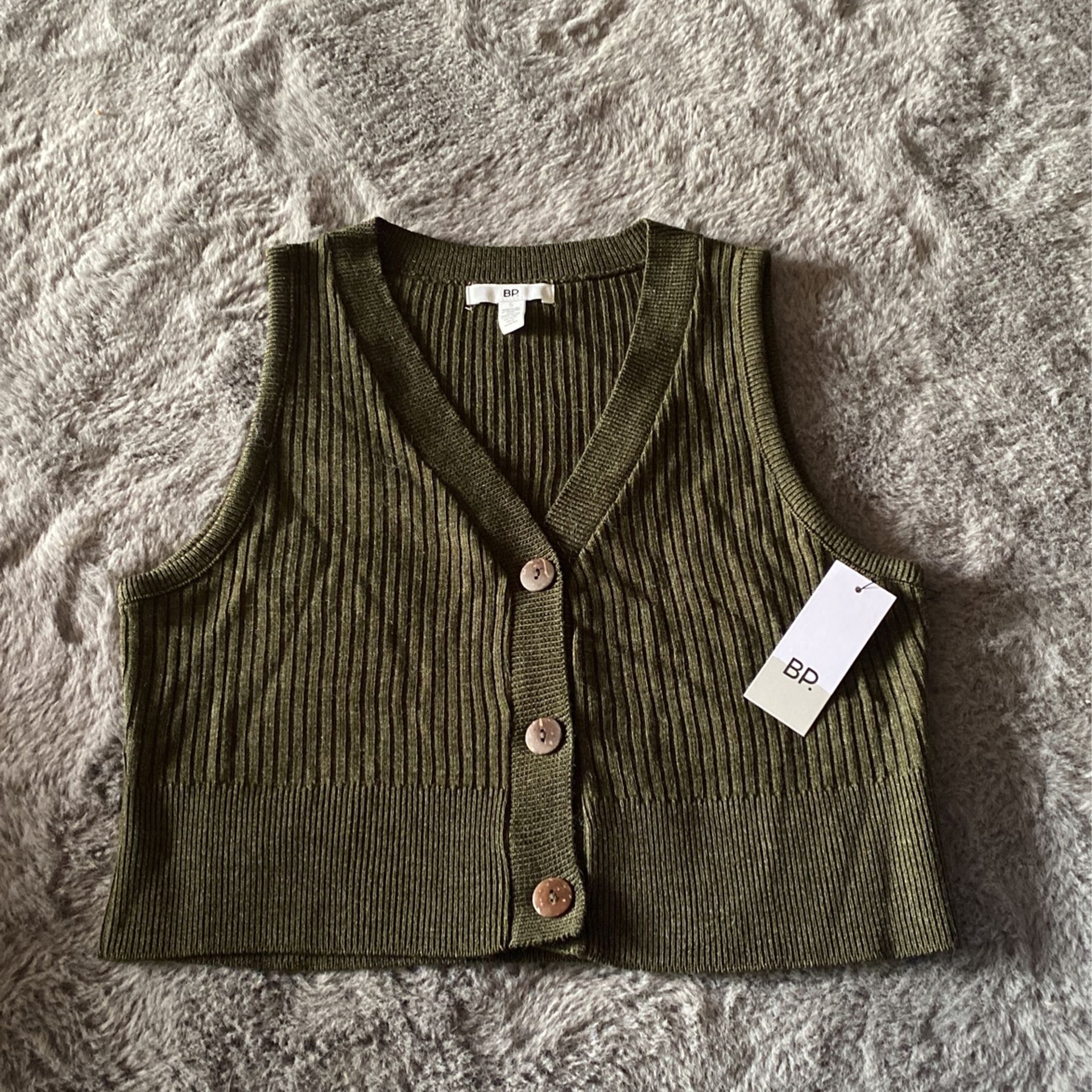 Olive Green Sweater Vest Crop Top
