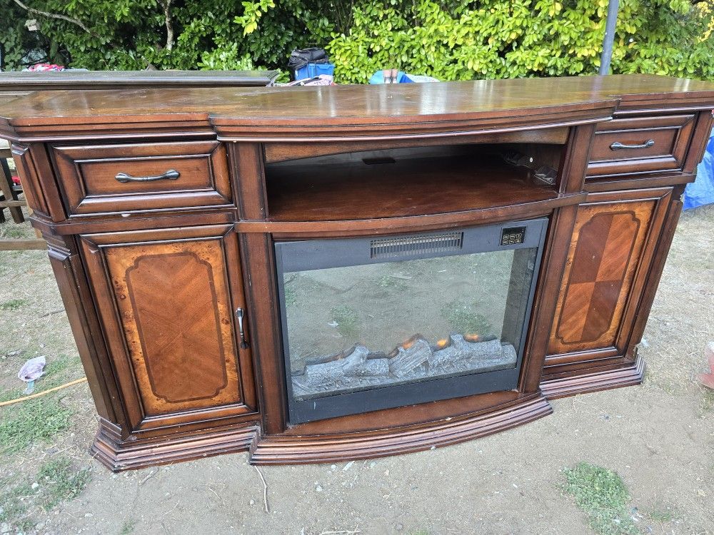 Wooden Electric Fireplace Entertainment Center