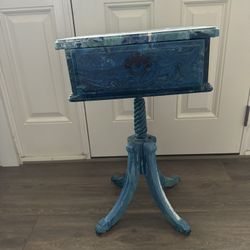 Blue Painted Cherrywood End Table 