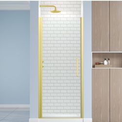 Frameless Pivot Shower Door 32.8-34" W X 72" H, 1/4" (6mm) Clear SGCC Tempered Glass, Hinged Pivot Swing Shower Door, Reversible Installation, Easy to