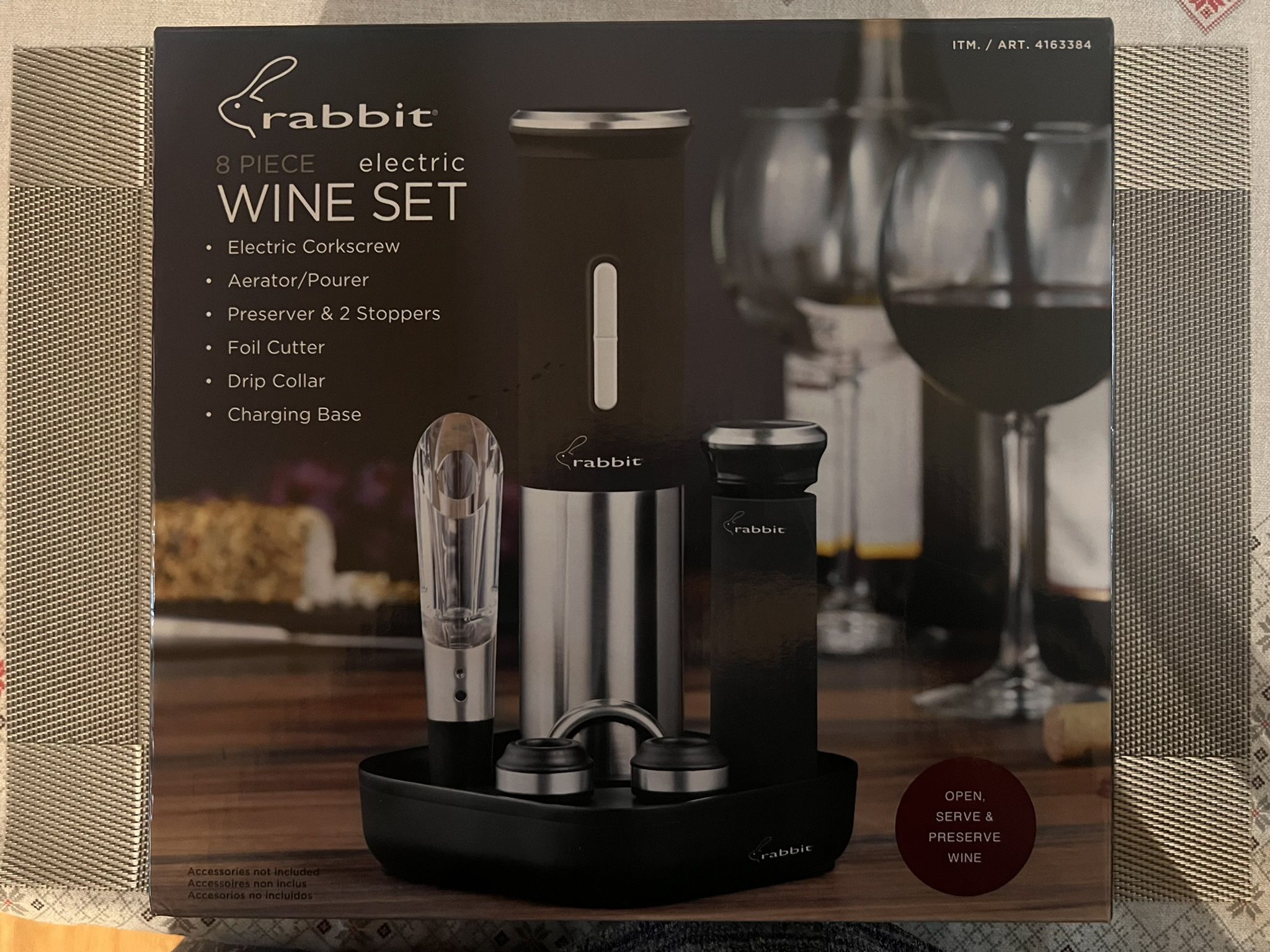 Rabbit 8-Piece Electric Wine Set NIB