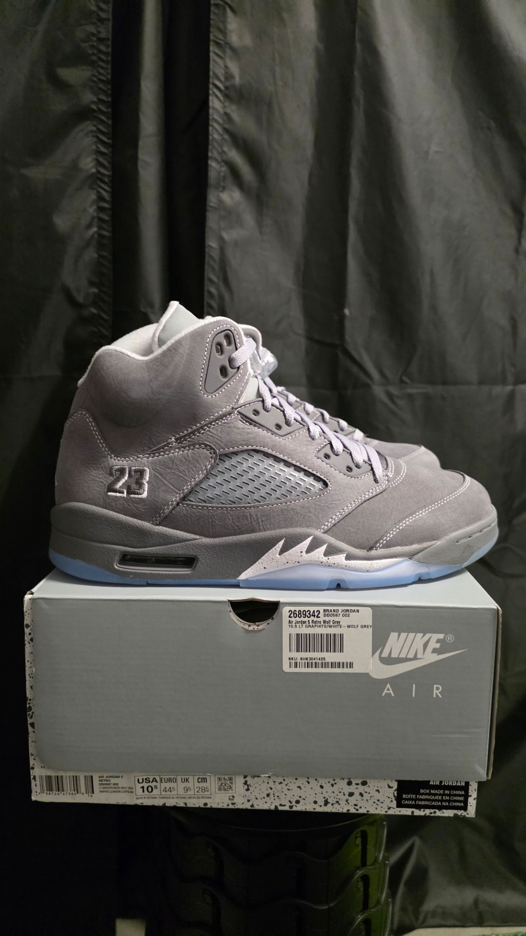 Air Jordan 5 Wolf Grey Sz 10.5 Deadstock