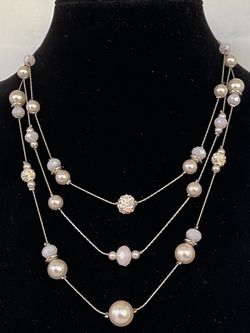 Designer Triple Strand Pearls Necklace 
