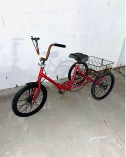 Adult Vintage Bike Tricycle Red with Basket