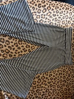 blue and white striped leggings