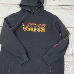 Vans Hoodie Youth Boys XLarge Black Off The Wall Flame Graphic Hooded Sweatshirt