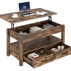 Rolanstar Lift-Top Coffee Table 47.2" W x 19.7" D x (18.2"–24.3") H