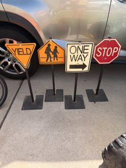 Metal traffic sign for kids/school play