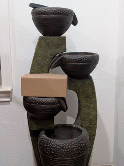 Multi-Tier Rustic Outdoor/Indoor Water Fountain with LED Lights (never used)