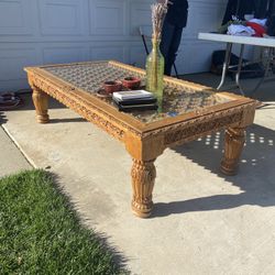 Beautiful Carved Wood Table For Sale