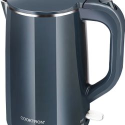 1.7L Electric Kettle Quiet, Double Wall Hot Water Boiler BPA-Free, Quiet Boil and Cool Touch Tea Kettle, Cordless with Auto Shut-Off & Boil Dry Protec