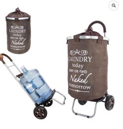 New Folding Stair Climber Trolley Dolly Cart w/ Laundry Bag & Hamper Basket, Load 110LB, Sealed In Retail Box