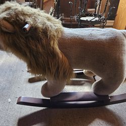 Vintage FAO Schwarz Ride On Rocking Plush Lion
