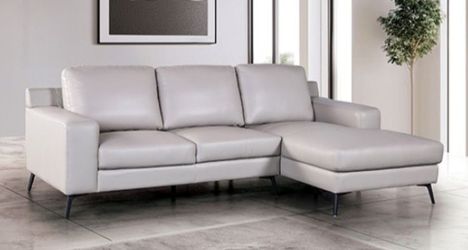 Brand New Grey Leather Modern Style Sectional Sofa