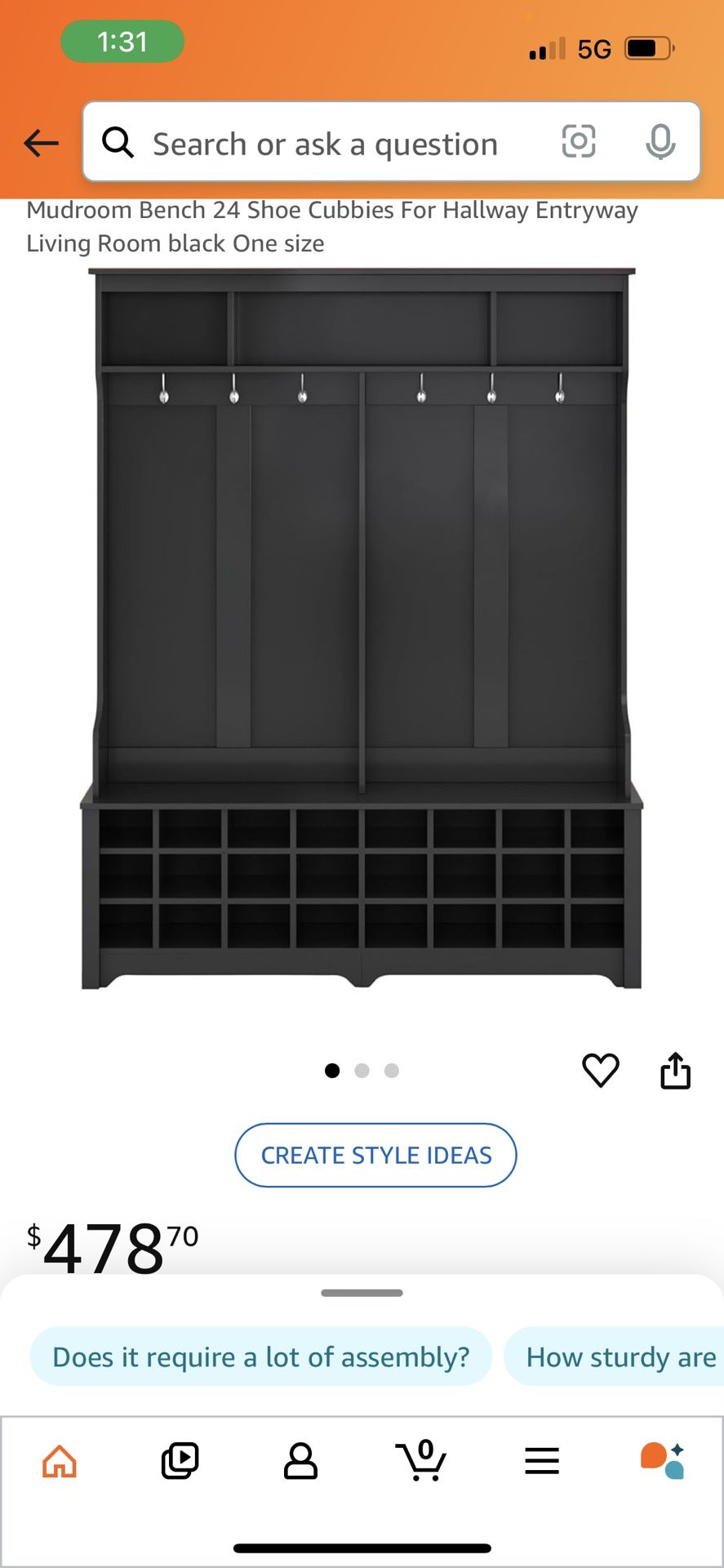 60" W Hall Tree Modern Coat Rack With 6 Metal Hooks Mudroom Bench 24 Shoe Cubbies For Hallway Entryway Living Room black One size