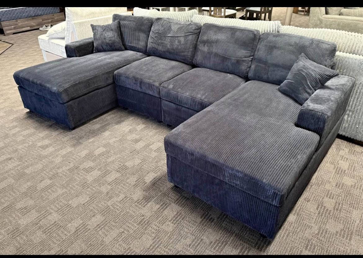 Black Double Chaise Sectional Sofa