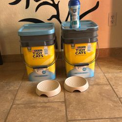 Tidy Cats Litter,Ceramic Bowls, FURminator Brush Fresh Step
