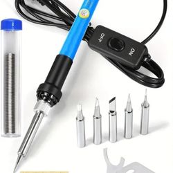 Nine-in-one 60w Soldering Kit with Temperature Adjustment, Electric Soldering Iron with Switch - Household Set 