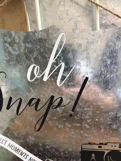 Cute Chalk Embellished metal sign “Oh Snap”