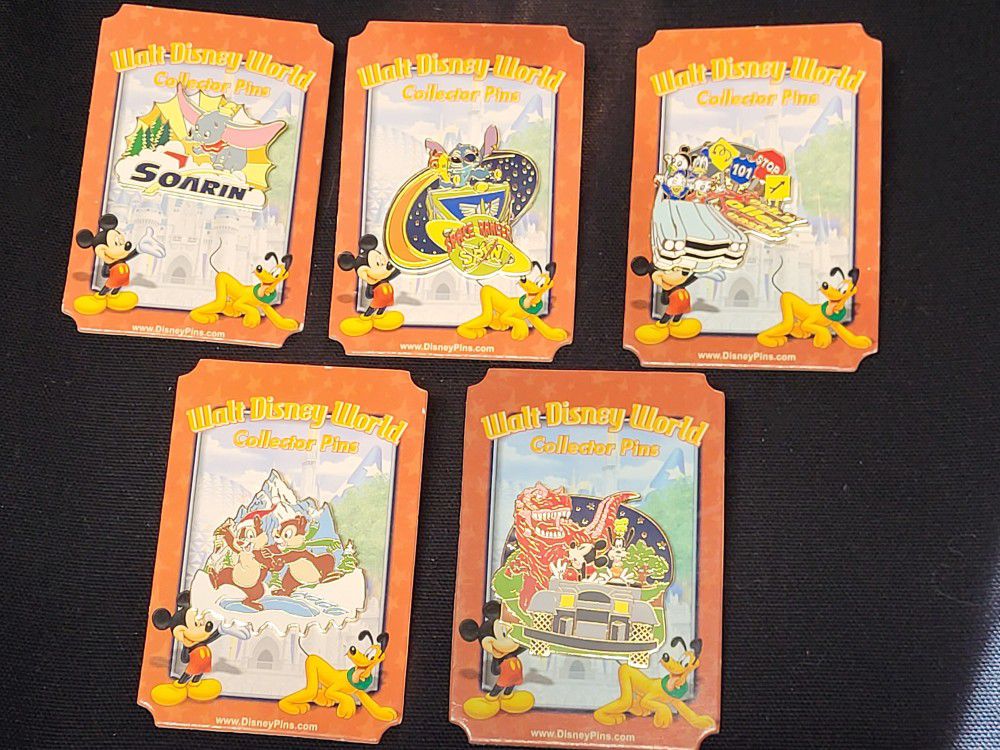 5 Walt Disney Park Collector Pins 