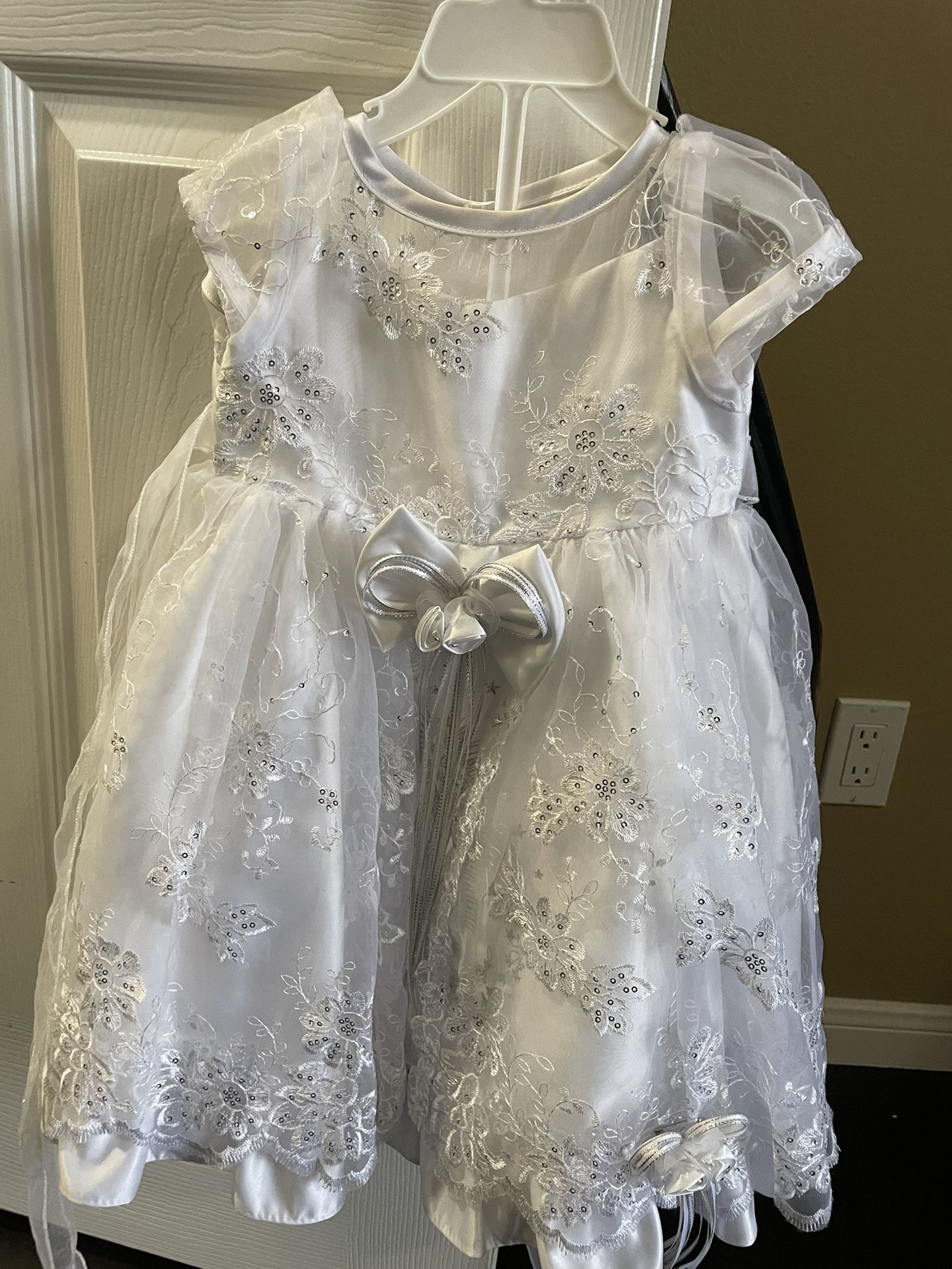 Girls Virgin Mary Baptism Dress White  