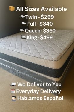 Queen Pillows Top - 14 To 16 Inch - With Free Box Spring - Same Day Delivery 
