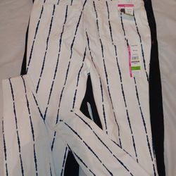 NWT Time And Tru Women's White Striped High Rise Stretch Jeggings Size XS