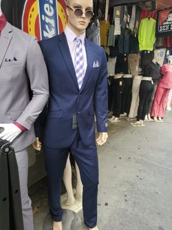 Navy blue slim suit
