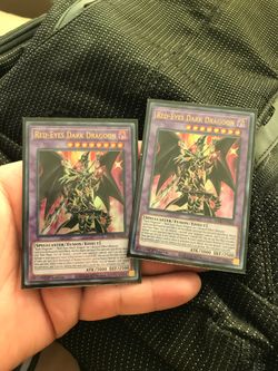Yo-gi-oh cards 2 red-eyes dark dragoon