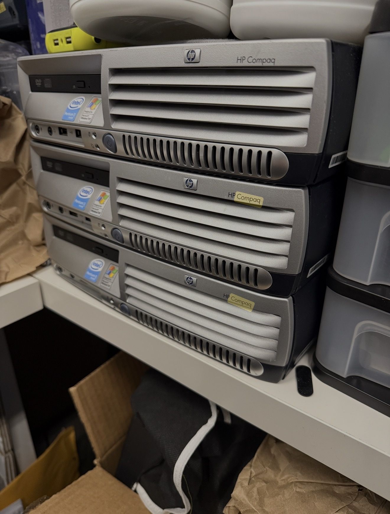 3x HP Compaq Pentium D Small Form Factor Workstation Computers