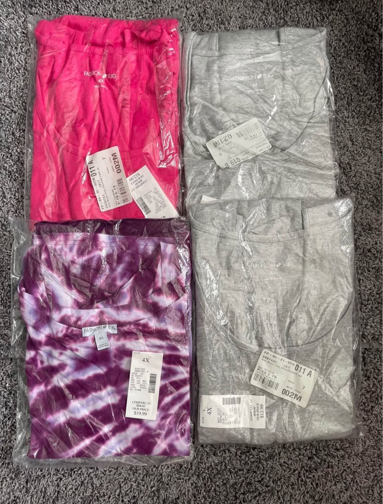 Fashion Bug T-Shirts – Size 4X – Brand New 