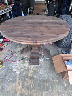 Round wood dining table 48in
