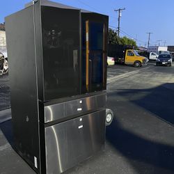 Bespoke 29 cu. ft. Standard Depth 4-Door French Door Refrigerator in Charcoal Glass/Stainless Steel with AI Family Hub+